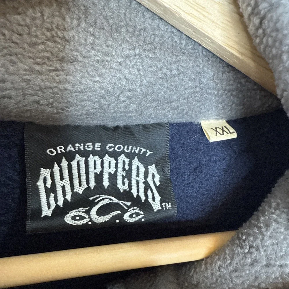 Vintage Orange County Choppers Fleece Vest Mens XXL Blue Zip Up Embroidered Logo